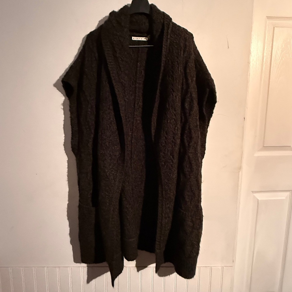 Alice + Olivia Medium Darryl Army Green Oversized Duster Sweater Cardigan